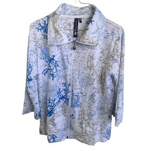 Casey Key Full Zip Jacket Nautical Ocean Starfish Shells Size Women’s Medium